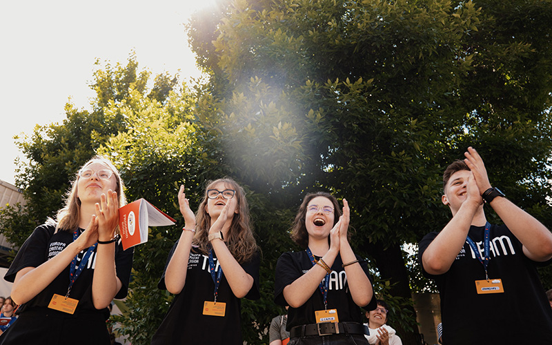 Kinderen zingen op het internationaal koorfestival Europa Cantat Junior